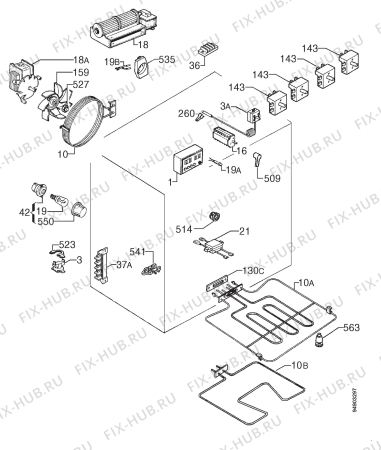 Взрыв-схема плиты (духовки) Privileg 010296_6721 - Схема узла Electrical equipment 268