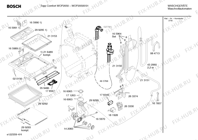 Взрыв-схема стиральной машины Bosch WOP2050II Topp Comfort WOP2050 - Схема узла 04