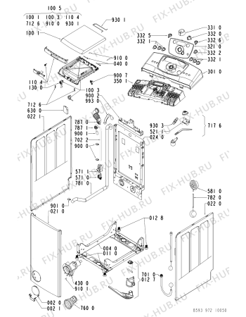 Схема №2 AWE 9725 с изображением Обшивка для стиралки Whirlpool 481245215497