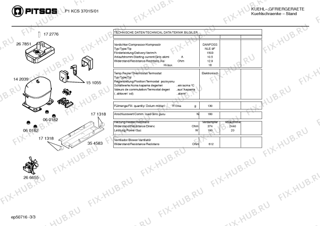 Схема №3 P1KCS4001S с изображением Инструкция по эксплуатации для холодильной камеры Bosch 00528608