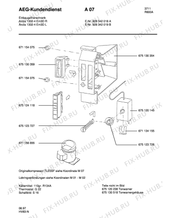 Взрыв-схема холодильника Aeg ARC1302-4 E M3D(L) - Схема узла Freezer electrical equipment