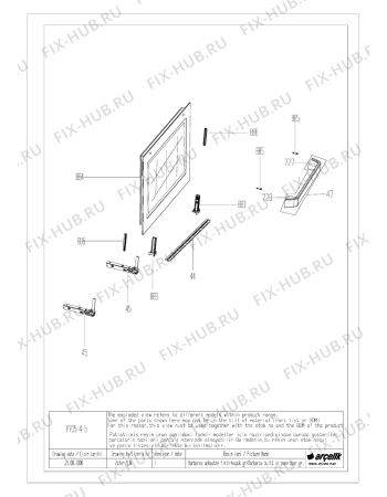 Взрыв-схема плиты (духовки) Beko OIG 22100 X (7751388356) - BARBAROS BI FRONT DOOR GR EXPLODED VIEW