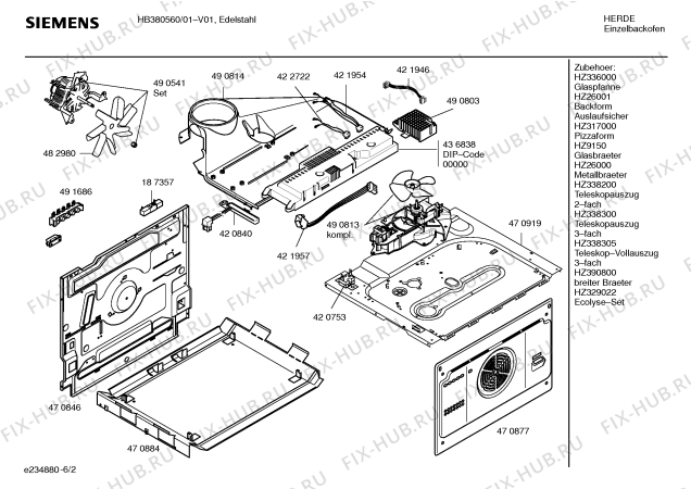 Схема №6 HB380460 с изображением Инструкция по эксплуатации для плиты (духовки) Siemens 00596997