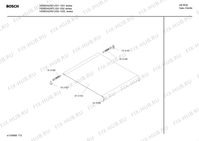 Схема №6 HSW242APL Bosch с изображением Инструкция по установке и эксплуатации для духового шкафа Bosch 00585697