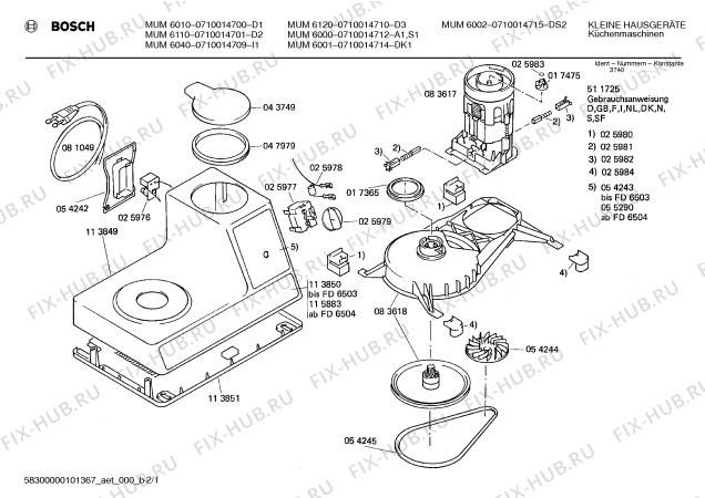 Схема №2 MUM6000 с изображением Кнопка для электрокомбайна Bosch 00025979