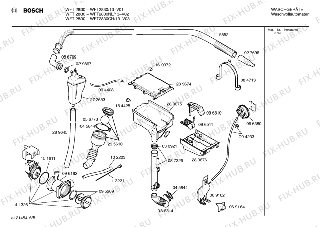 Схема №5 WFT2830 с изображением Инструкция по эксплуатации для стиральной машины Bosch 00519930