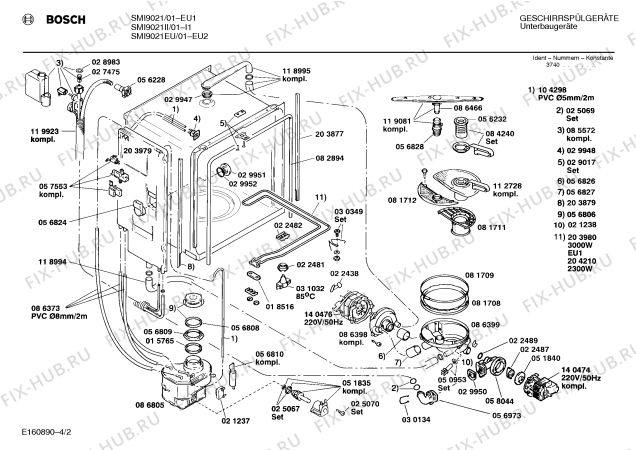 Взрыв-схема посудомоечной машины Bosch SMI9021II SMI9021 - Схема узла 02