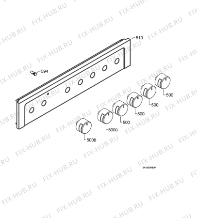 Взрыв-схема плиты (духовки) Rex Electrolux RKG661188X - Схема узла Command panel 037