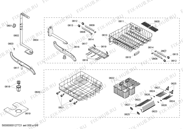 Взрыв-схема посудомоечной машины Bosch SHU66E07UC Electronic - Схема узла 06