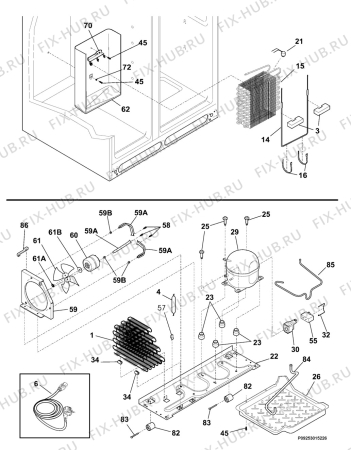 Взрыв-схема холодильника Frigidaire GPSZ25V9DS0 - Схема узла Cooling system 017