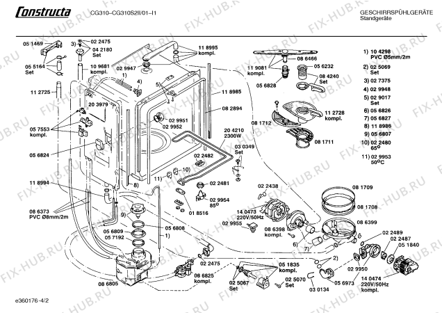 Взрыв-схема посудомоечной машины Constructa CG310S2II CG310 - Схема узла 02