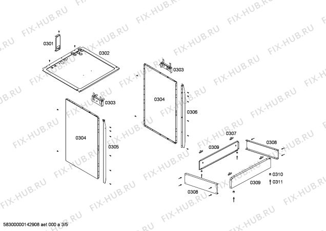 Схема №5 FN102K13SC с изображением Панель для духового шкафа Bosch 00668882