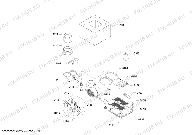Схема №1 3BI845 с изображением Монтажный набор для электровытяжки Bosch 00643388
