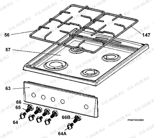 Взрыв-схема плиты (духовки) Electrolux EKG510106X - Схема узла Section 4