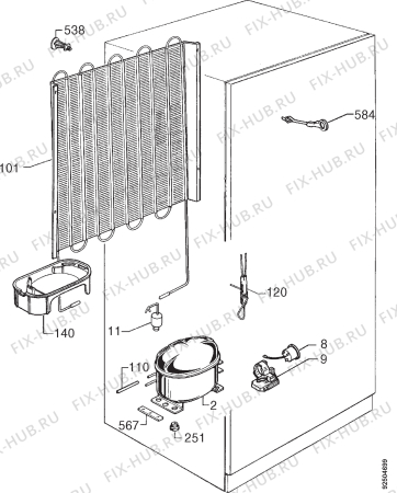 Взрыв-схема холодильника Aeg OEKO S.2183BLUE - Схема узла Cooling system 017