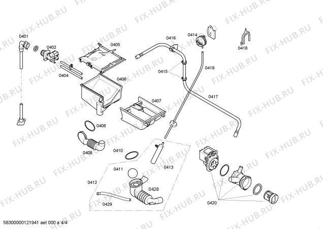 Взрыв-схема стиральной машины Bosch WAE2446SGB - Схема узла 04