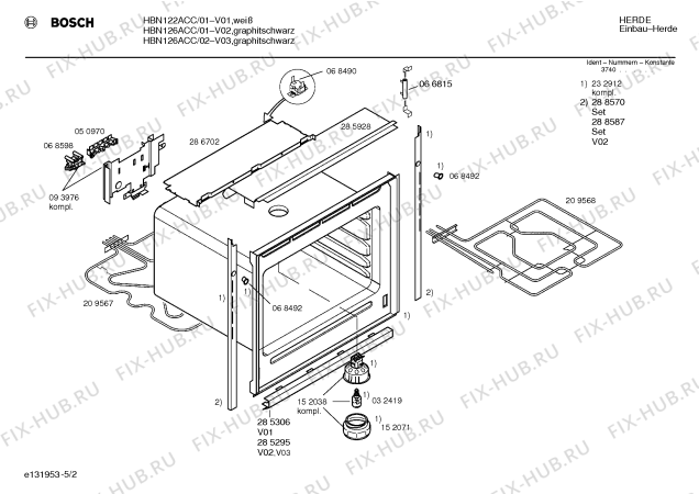 Взрыв-схема плиты (духовки) Bosch HBN126ACC - Схема узла 02