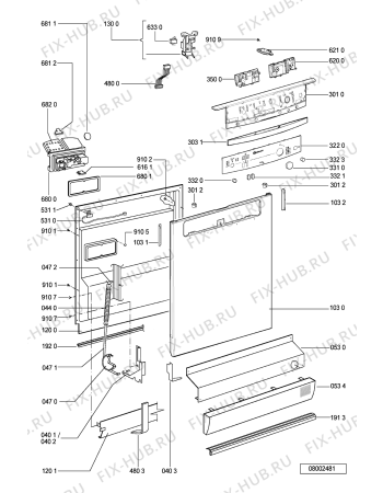 Схема №2 GSF 2581 WS с изображением Обшивка для посудомоечной машины Whirlpool 481245372062