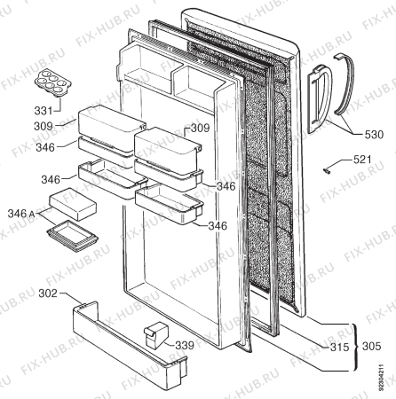 Взрыв-схема холодильника Aeg OEKO S.2573-4KA - Схема узла Door 003
