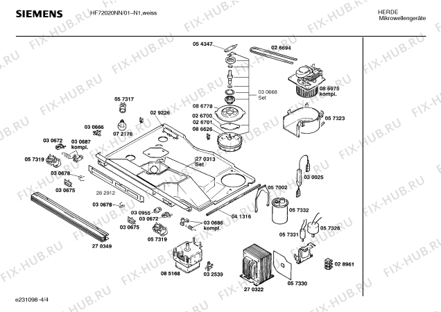 Взрыв-схема микроволновой печи Siemens HF72020NN - Схема узла 04