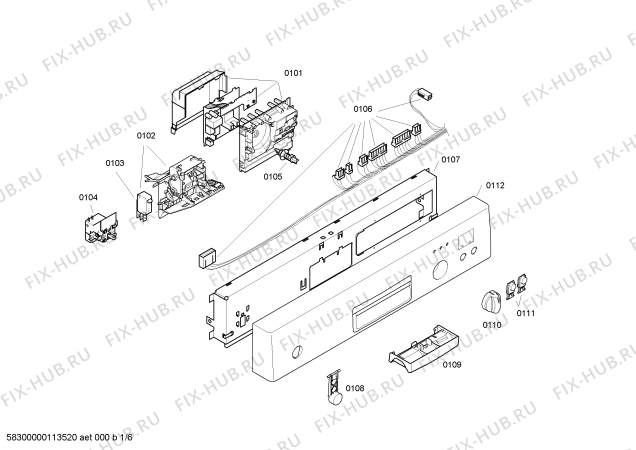 Схема №6 3VU550XD с изображением Панель управления для электропосудомоечной машины Bosch 00446849