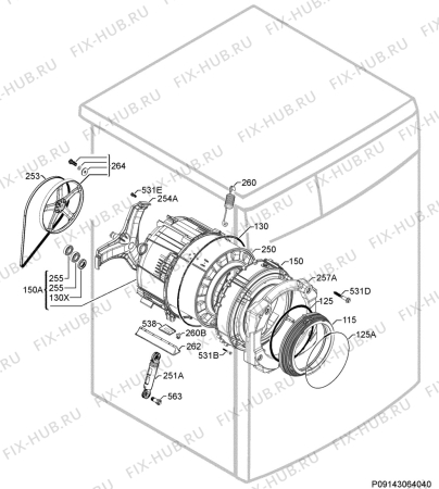 Взрыв-схема стиральной машины Aeg Electrolux LN79689A3 - Схема узла Functional parts 267