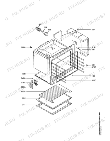 Взрыв-схема плиты (духовки) Aeg B6110-1-B  F - Схема узла Oven