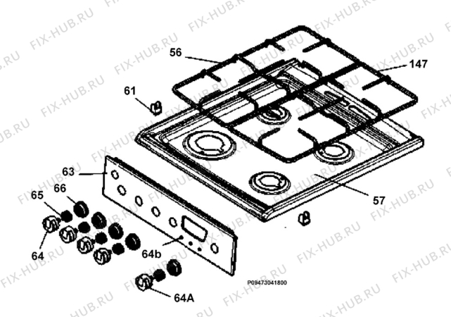 Взрыв-схема плиты (духовки) Electrolux EKG513100W - Схема узла Section 4