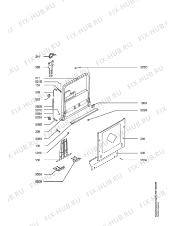 Взрыв-схема посудомоечной машины Electrolux ESL6226 - Схема узла Door 003