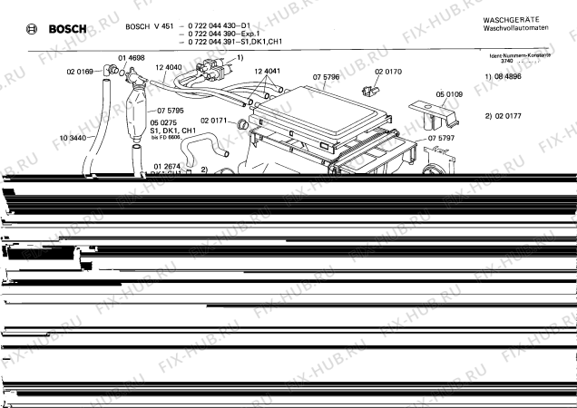 Схема №3 0722044322 V449 с изображением Корпус для стиралки Bosch 00075796