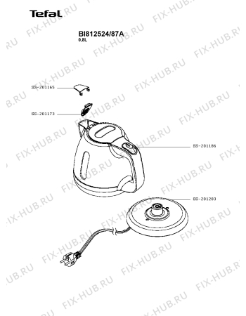 Схема №1 BF812860/89A с изображением Часть корпуса для электрочайника Tefal SS-201283