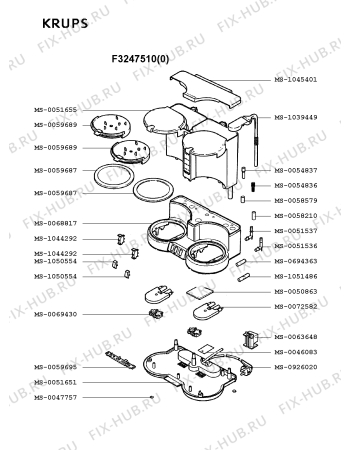 Взрыв-схема кофеварки (кофемашины) Krups F3247510(0) - Схема узла UP001612.2P2