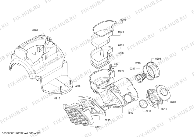 Взрыв-схема пылесоса Bosch BGS31430 Bosch Relyy'y Parquet - Схема узла 02