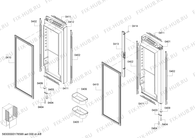 Схема №8 B22CT80SNP с изображением Рамка для холодильной камеры Bosch 00771345