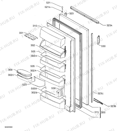 Взрыв-схема холодильника Aeg Electrolux SK91200-4E - Схема узла Door 003