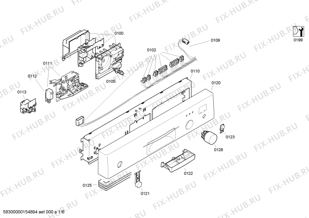 Схема №6 DIF5505 с изображением Передняя панель для посудомоечной машины Bosch 00662213