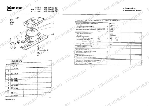 Взрыв-схема холодильника Neff 195307198 F4116.43I - Схема узла 02