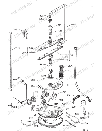 Взрыв-схема посудомоечной машины Faure LVO220M - Схема узла Hydraulic System 272
