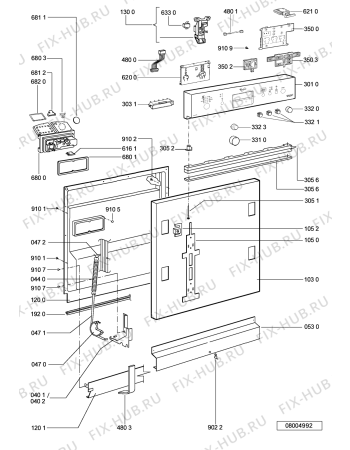 Схема №2 ADG 6915 IX с изображением Сенсорная панель для электропосудомоечной машины Whirlpool 481245373637