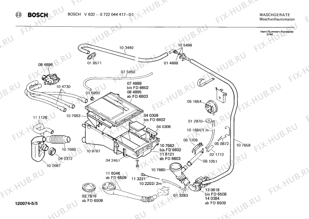 Схема №4 0722044417 V632 с изображением Панель управления для стиралки Bosch 00115095