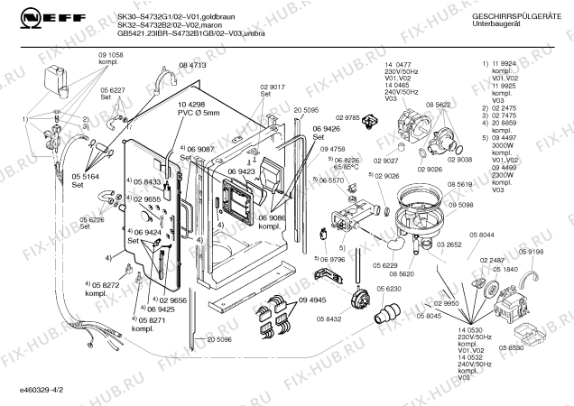 Схема №3 S4732G1 SK30 с изображением Панель для посудомоечной машины Bosch 00285225