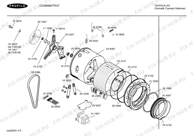 Схема №4 OCM6990TR Facelifting 99 с изображением Мотор насоса для стиралки Bosch 00142084
