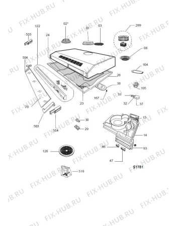 Взрыв-схема вытяжки Hotpoint-Ariston SL16VIXHA (F076579) - Схема узла