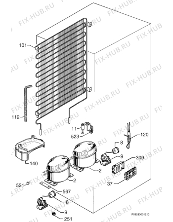 Взрыв-схема холодильника Electrolux ER8665B - Схема узла Cooling system 017