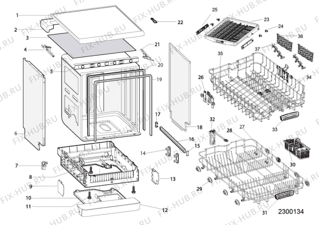 Схема №2 BSFO3O23PF (F155305) с изображением Панель управления для посудомойки Indesit C00545492