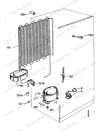 Взрыв-схема холодильника Castor CASTOR - Схема узла Cooling system 017