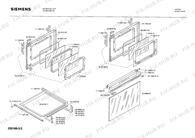 Взрыв-схема плиты (духовки) Siemens HE801216 - Схема узла 03