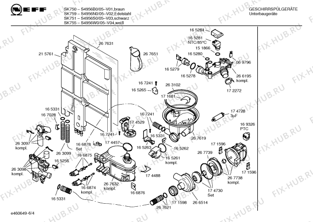 Схема №5 S4956N0 SK759 с изображением Инструкция по эксплуатации для посудомоечной машины Bosch 00529042