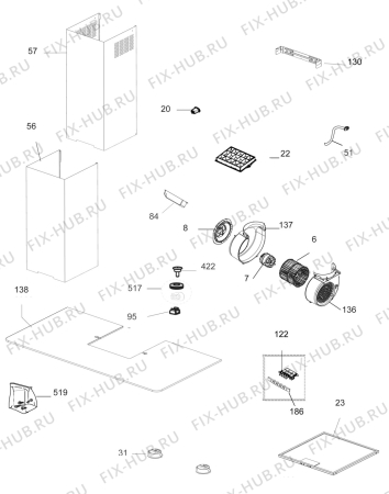 Схема №1 DKB4650HM с изображением Провод для вытяжки Aeg 4055355947