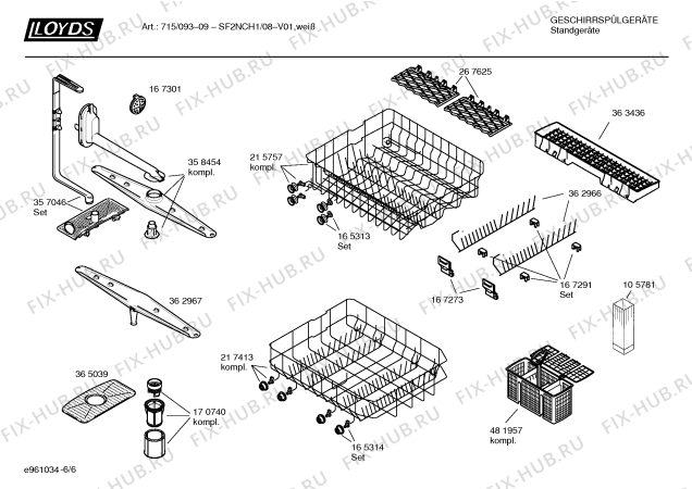 Взрыв-схема посудомоечной машины Lloyds SF2NCH1 Art.: 715/093-09 - Схема узла 06